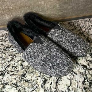 Belmont Black Sweater Knit with Faux Fur TOMS